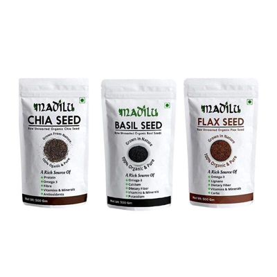 Raw Basil Seeds-Chia Seeds-Flax Seeds