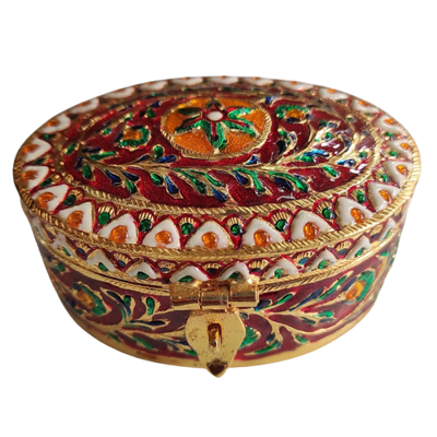 Picture of Heavy Nakshi Meena Box - Size: 4" - 220gm